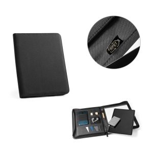 EMERGE FOLDER. Teczka A4 poliestru pochodzącego (100% rPET) 300D z zamkiem błyskawicznym P041135S ST-93579-W