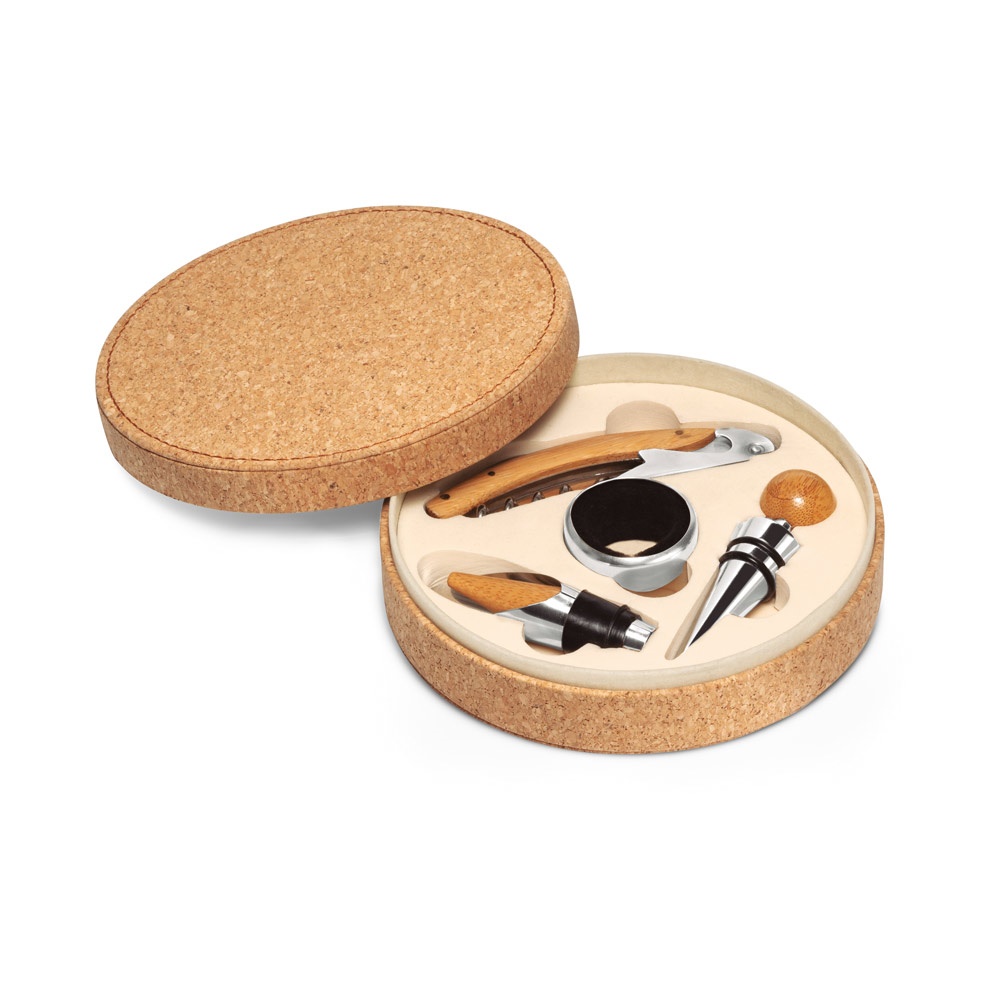 MORETO. Zestaw do wina składający się z 4 elementów wykonanych z drewna i metalu P037151S