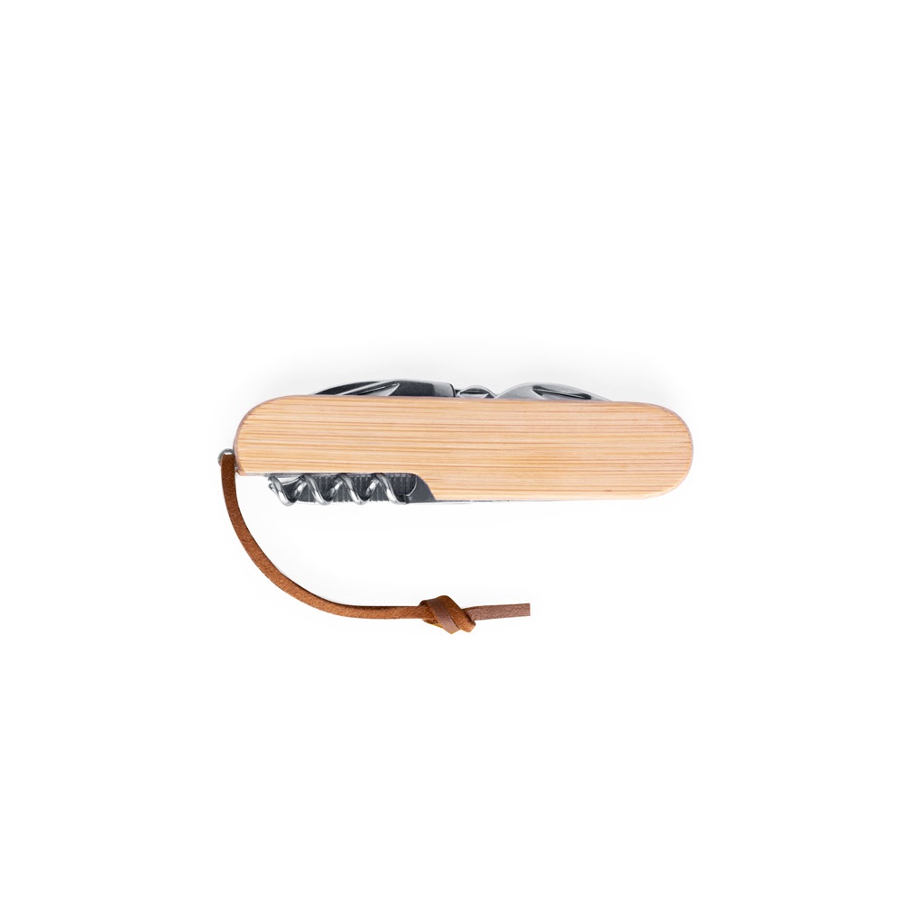 RYKER. Wielofunkcyjny scyzoryk z bambusa i stali nierdzewnej z uchwytem z PU P097578S