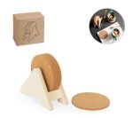 PLYCORK. Stojak ze sklejki z 6 korkowymi podstawkami P097580S