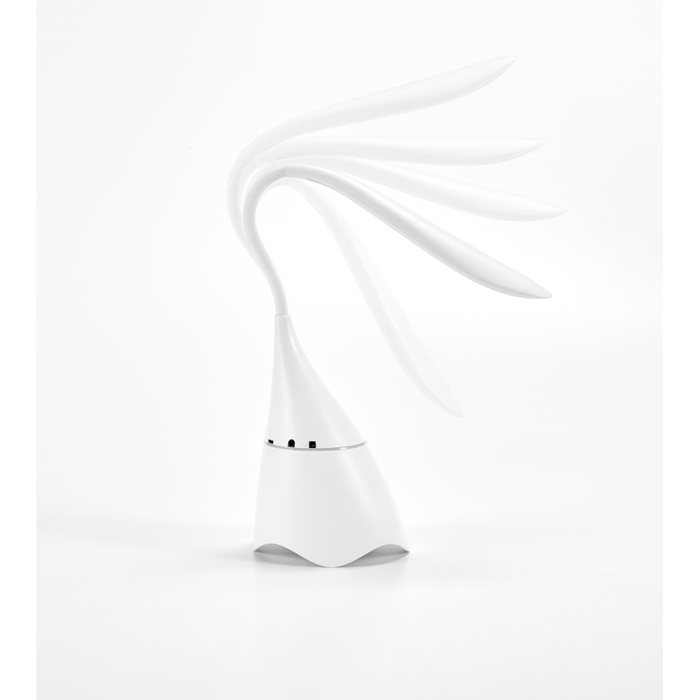 GRAHAME. Przenośna lampka biurkowa z głośnikiem i 5-godzinną żywotnością baterii z ABS pochodzącego z recyklingu (100% rABS) P037450S