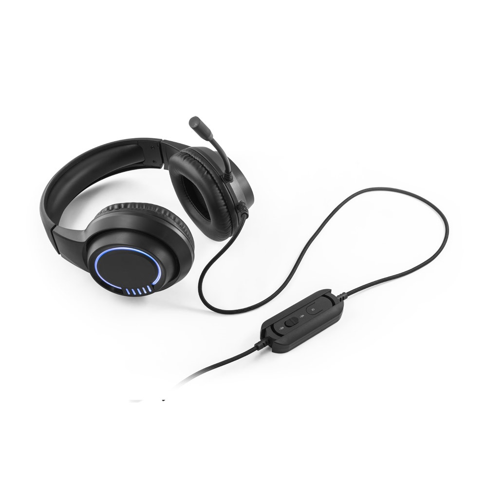 Thorne Headset RGB. Słuchawki ABS z 2-metrowym kablem, mikrofonem i diodami LED RGB P054218S