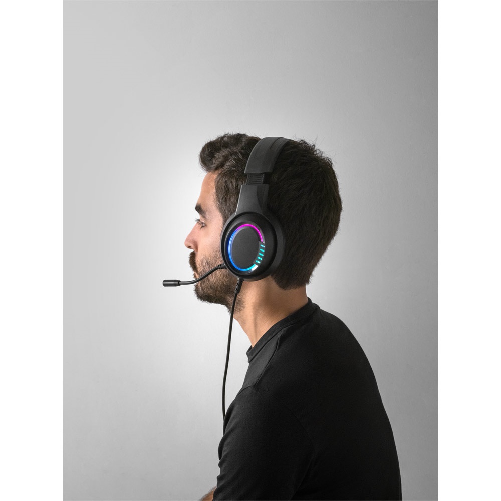 Thorne Headset RGB. Słuchawki ABS z 2-metrowym kablem, mikrofonem i diodami LED RGB P054218S