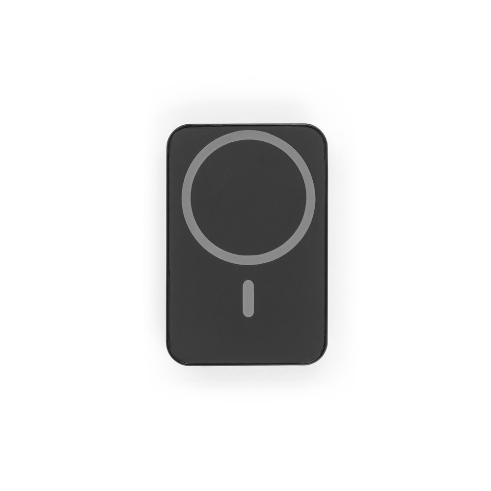 AMPERE 10. Magnetyczny power bank 10 000 mAh z superszybką ładowarką bezprzewodową 15 W wykonany w ABS pochodzącego z recyklingu (100% rABS) P083165S czarny