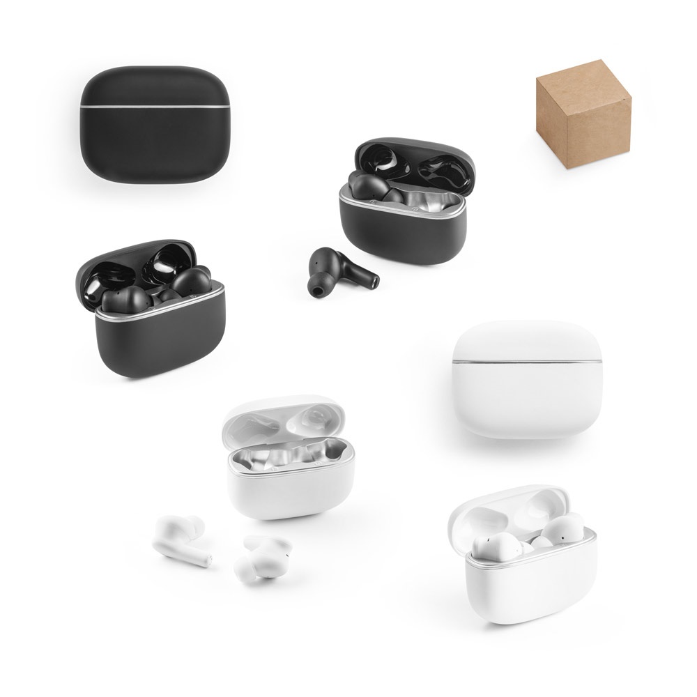 CAUBY. Bezprzewodowe słuchawki z ANC i 10 godzinami pracy baterii na ABS pochodzącego z recyklingu (100% rABS) P083172S ST-97181-W