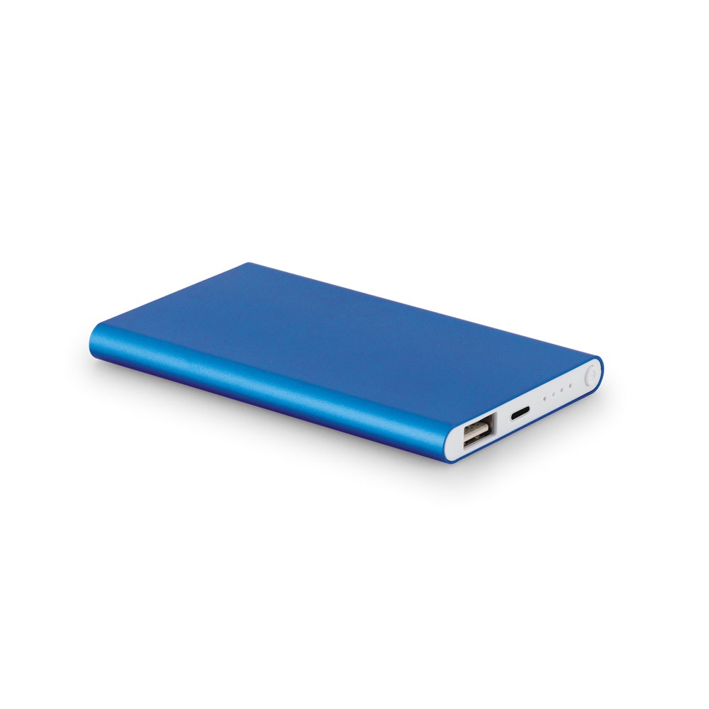 MARCET. Power bank slim 4'000 mAh z aluminium z recyklingu (100% rAL) i ABS z recyklingu (100% rABS) P037774S błękitny MARCET. Power bank slim 4'000 mAh z aluminium z recyklingu (100% rAL) i ABS z recyklingu (100% rABS) P037774S błękitny