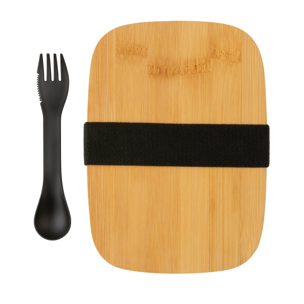 Pudełko śniadaniowe z bambusowym wieczkiem, łyżkowidelec P010389X