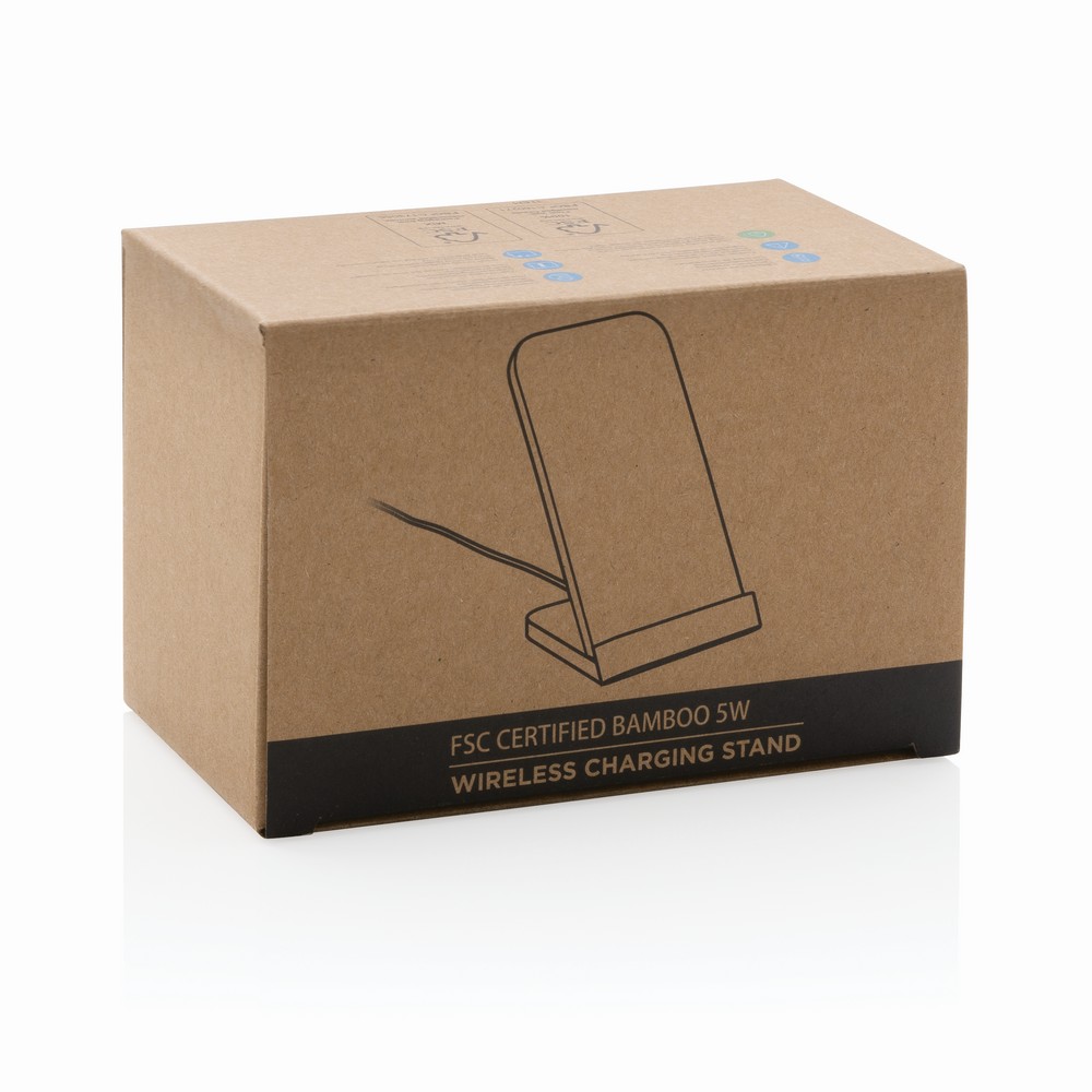 Bambusowa ładowarka bezprzewodowa 5W, stojak na telefon P042630X 11 Bambusowa ładowarka bezprzewodowa 5W, stojak na telefon P042630X