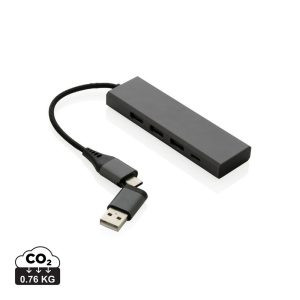 Hub USB 2.0 z USB C, aluminium z recyklingu P047355X AX-P308.682
