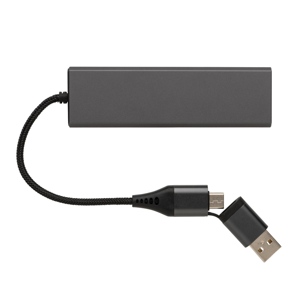 Hub USB 2.0 z USB C, aluminium z recyklingu P047355X