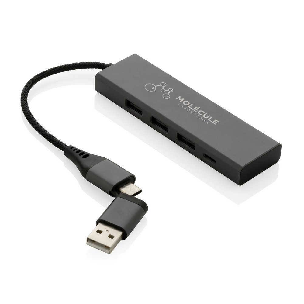 Hub USB 2.0 z USB C, aluminium z recyklingu P047355X