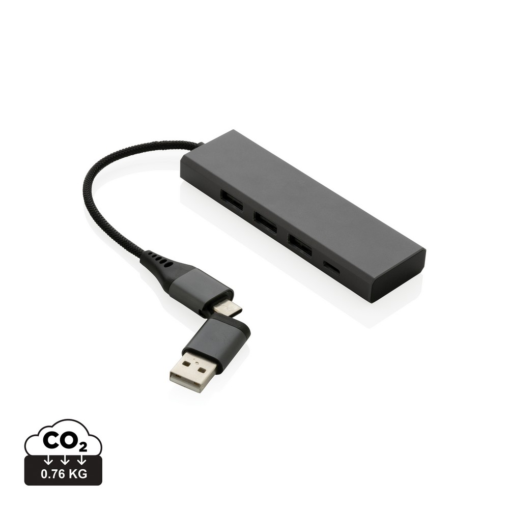 Hub USB 2.0 z USB C, aluminium z recyklingu P047355X