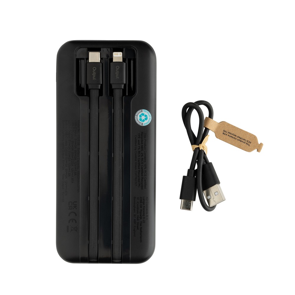 Power bank 10000 mAh ze zintegrowanymi kablami Turbopack P101643X