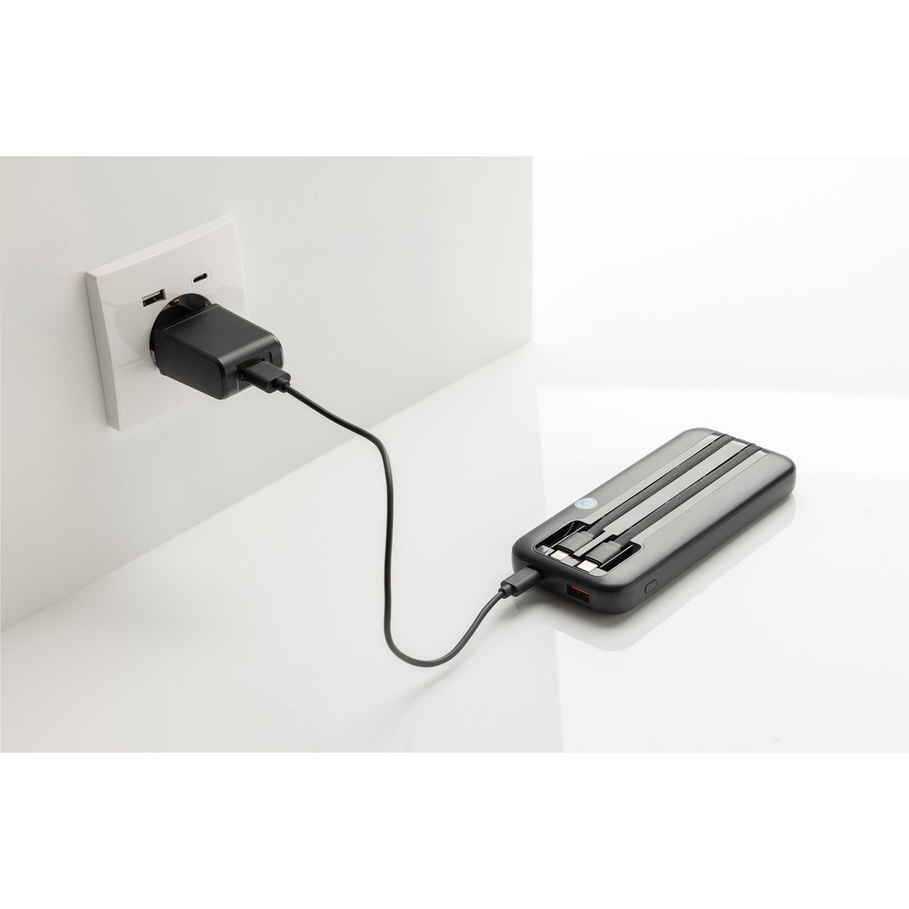 Power bank 10000 mAh ze zintegrowanymi kablami Turbopack P101643X