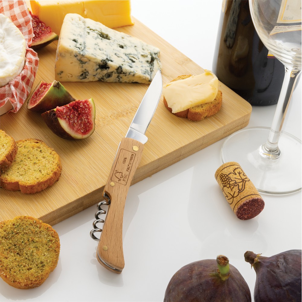 Drewniany, wielofunkcyjny nóż składany, scyzoryk P047386X