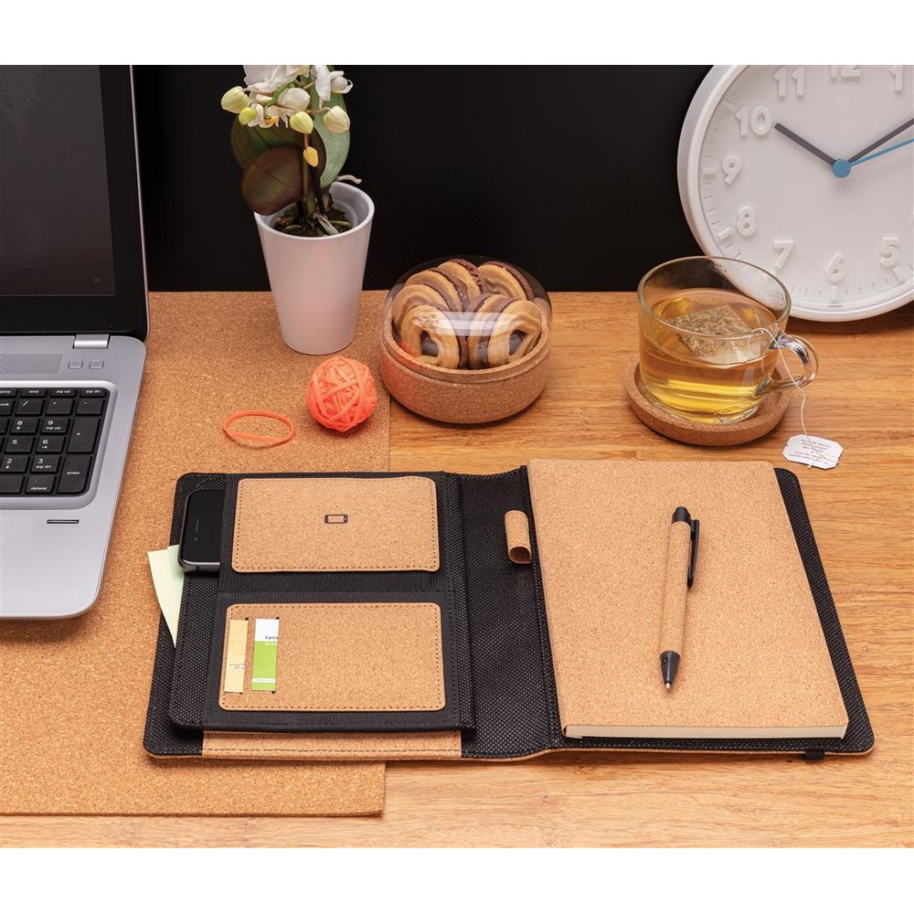 Korkowa teczka konferencyjna A4 z notatnikiem, długopis P009796X