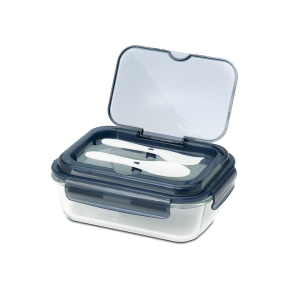 Szklany lunch box ze sztućcami Lagos 1000 ml P001578R RO-R08444.02 Szklany lunch box ze sztućcami Lagos 1000 ml P001578R RO-R08444.02