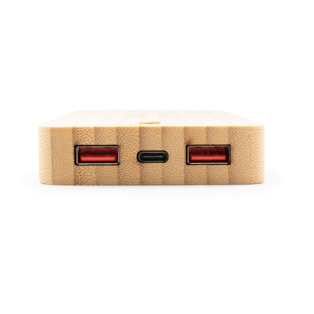 Bambusowy bezprzewodowy power bank 8000 mAh B'RIGHT, ładowarka bezprzewodowa 15W | Benson P051786X