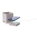 Ładowarka bezprzewodowa 5W ze słomy pszenicznej, hub USB 2.0, pojemnik na przybory do pisania, stojak na telefon P009843X