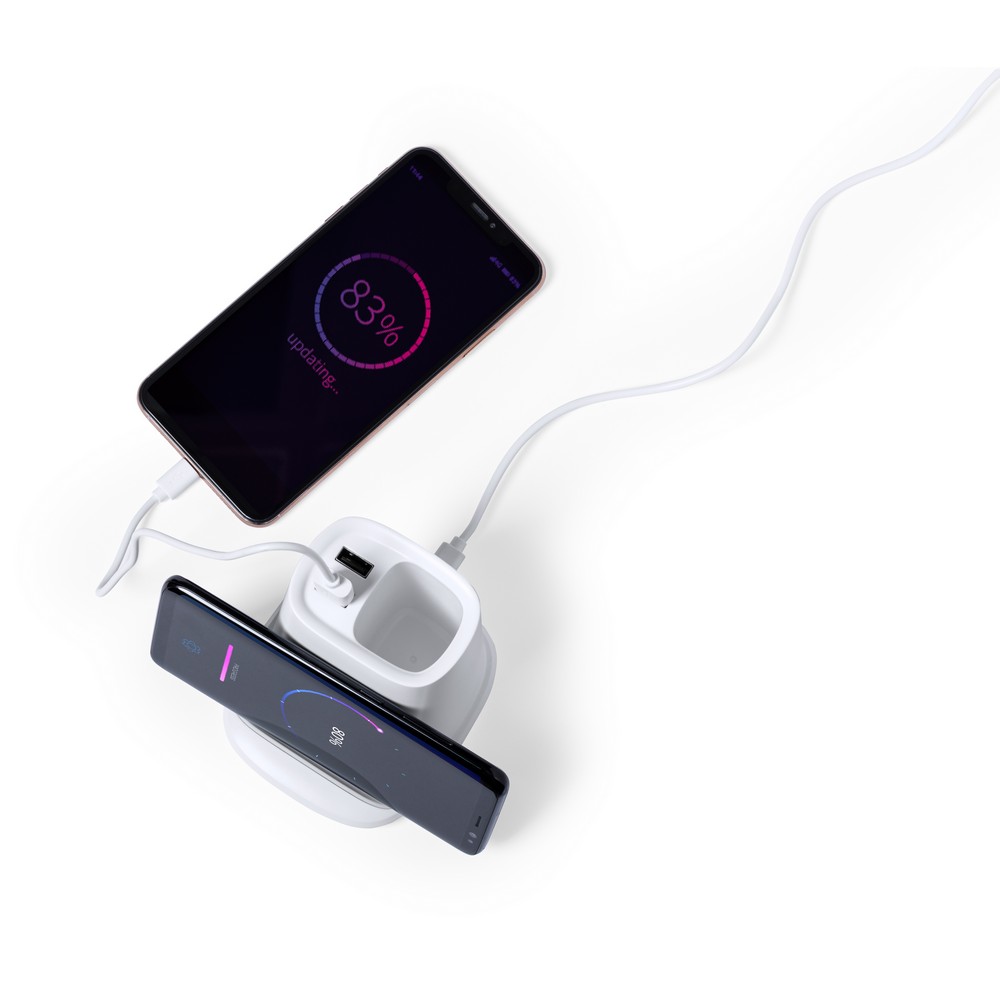 Ładowarka bezprzewodowa 5W, hub USB, pojemnik na przybory do pisania, stojak na telefon P009949X