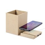 Składana ładowarka bezprzewodowa 5W z kartonu z recyklingu, hub USB 2.0, pojemnik na przybory do pisania, stojak na telefon P010348X