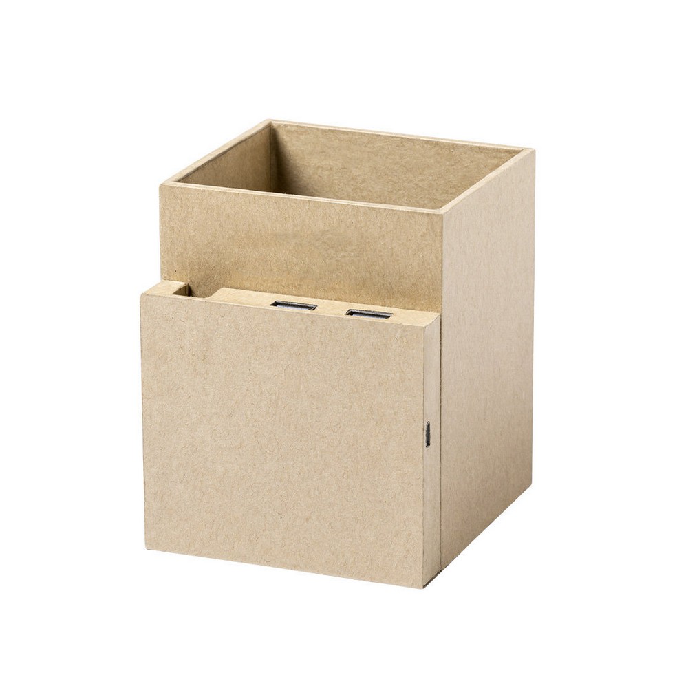 Składana ładowarka bezprzewodowa 5W z kartonu z recyklingu, hub USB 2.0, pojemnik na przybory do pisania, stojak na telefon P010348X