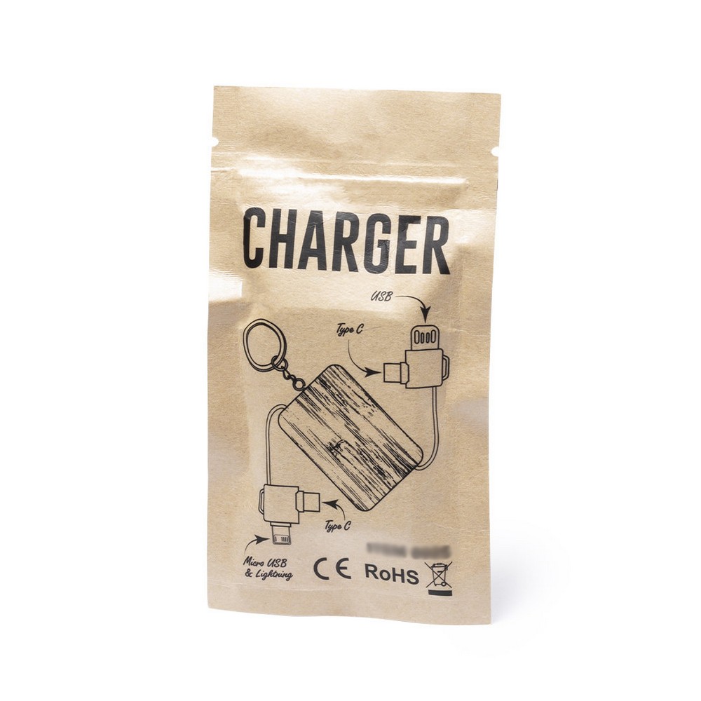 Kabel do ładowania, bambusowy brelok do kluczy P010352X