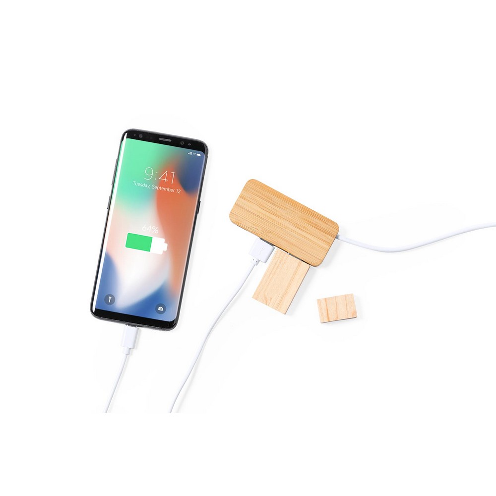 Bambusowy hub USB i USB-C P038976X