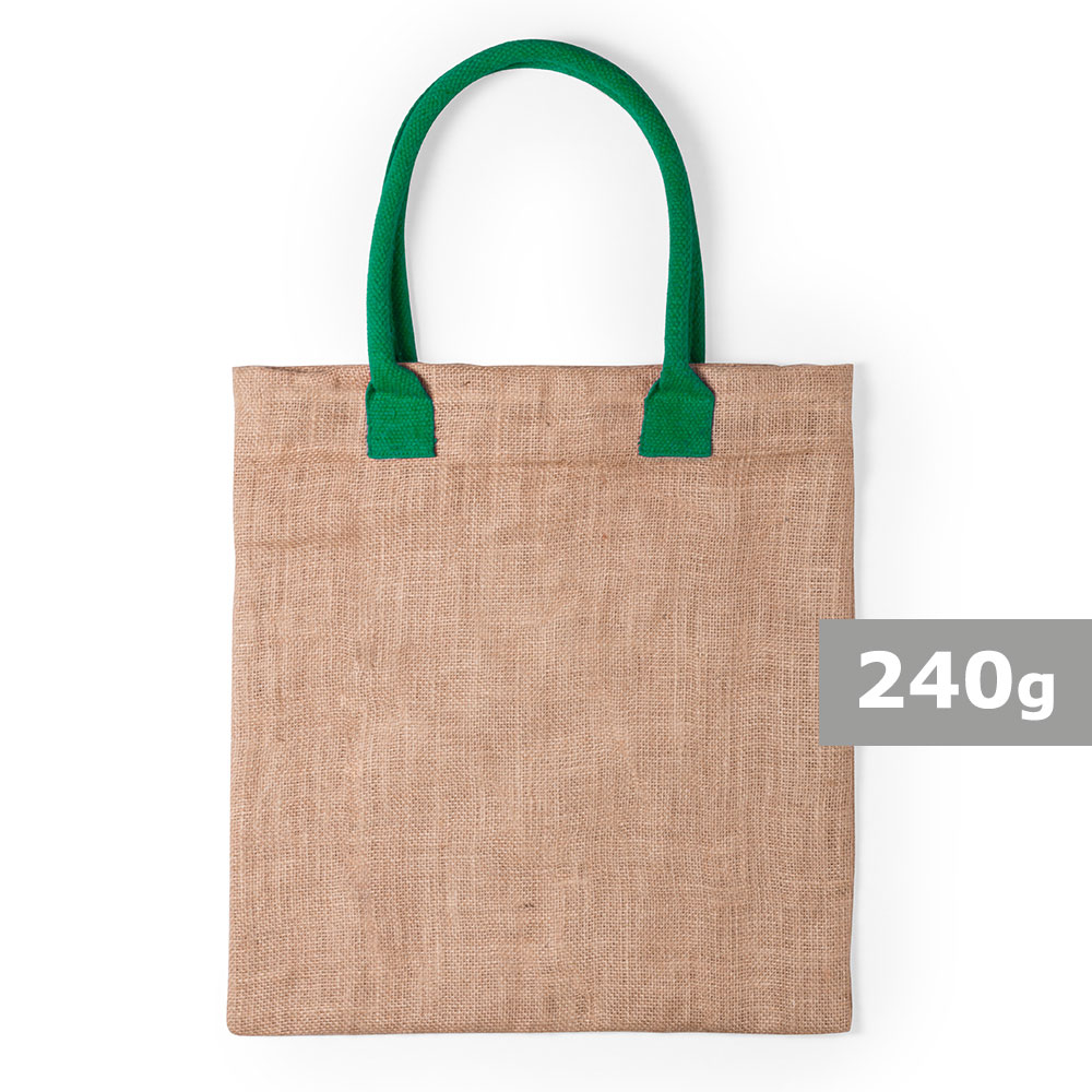 Torba z juty na zakupy, bawełniane uchwyty P008178X zielony