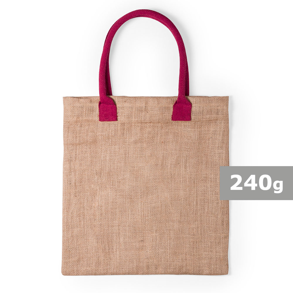 Torba z juty na zakupy, bawełniane uchwyty P008178X fioletowy