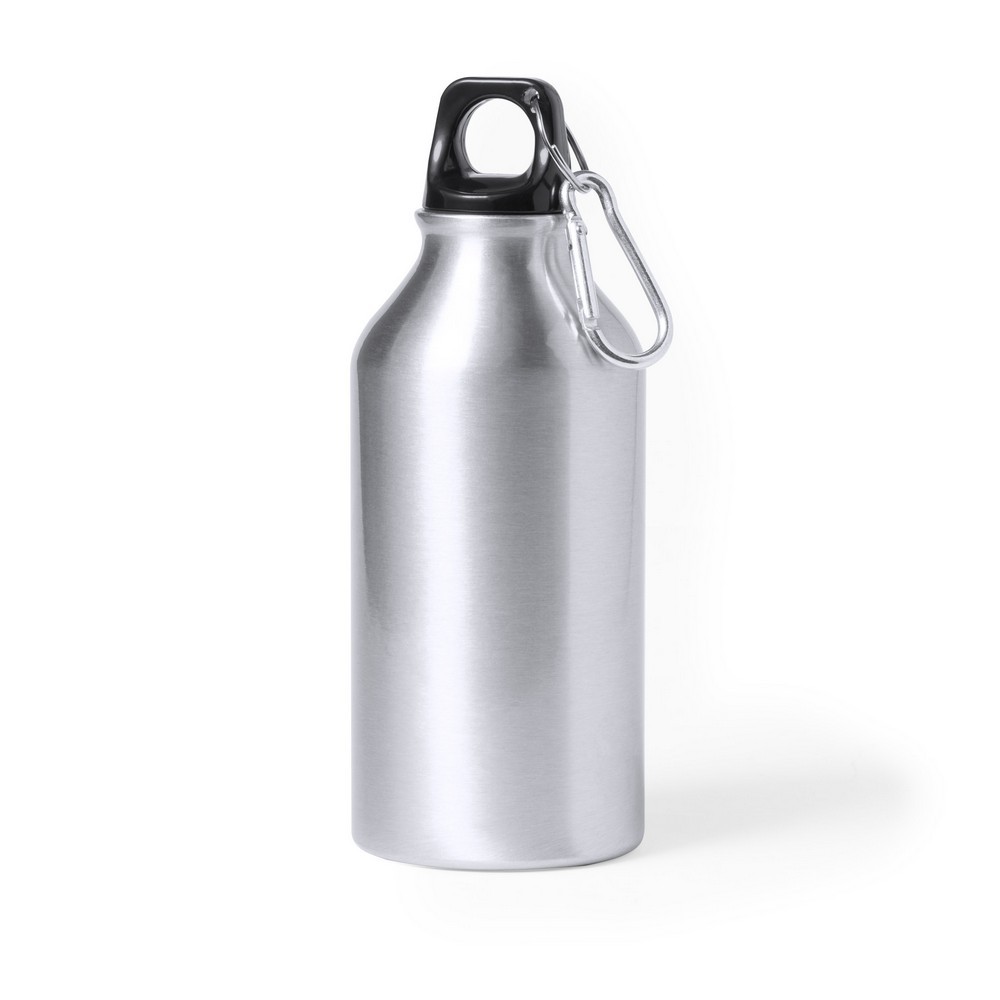 Butelka sportowa 400 ml z aluminium z recyklingu, z karabińczykiem P047808X AX-V1065-W