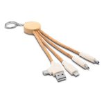 Korkowy kabel do ładowania B'RIGHT, bambusowy element, brelok do kluczy | Antez P052419X