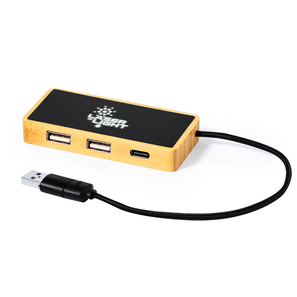 Bambusowy hub USB i USB-C P051833X