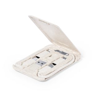 Kabel do ładowania i synchronizacji ze słomy pszenicznej, 3 adaptery w komplecie, stojak na telefon P051846X AX-V1358-00