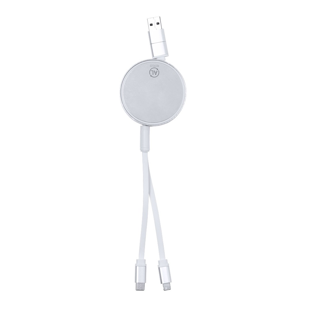 Zwijany kabel do ładowania i synchronizacji z aluminium z recyklingu P054982X srebrny