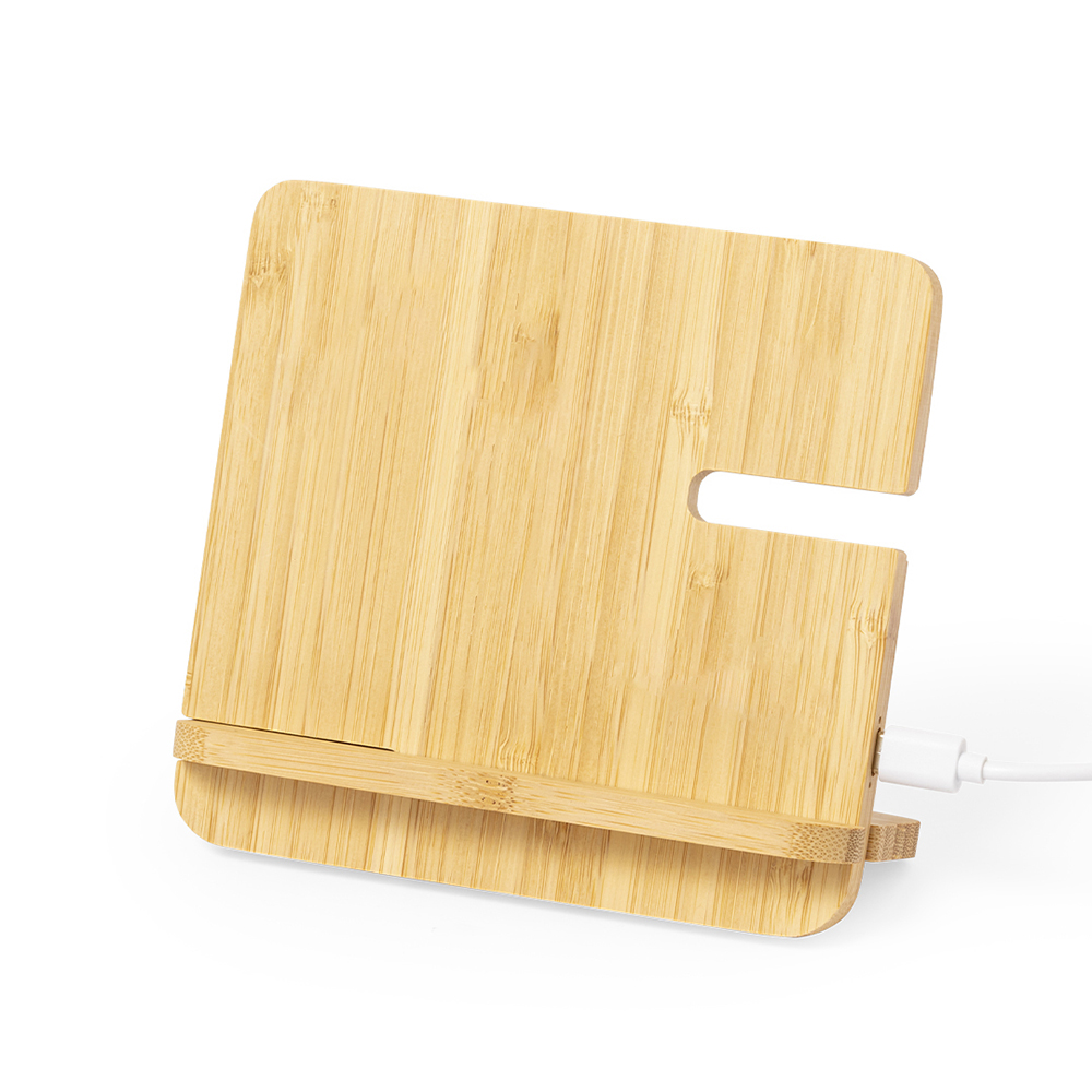 Bambusowa ładowarka bezprzewodowa 15W, 3 w 1, stojak na telefon P054987X