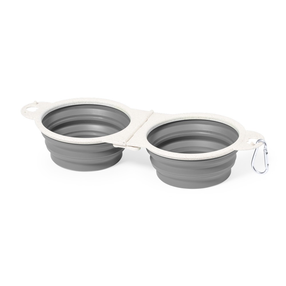 Podwójna miska dla psa z elementami ze słomy pszenicznej, składana, karabińczyk P055064X AX-V2120-19