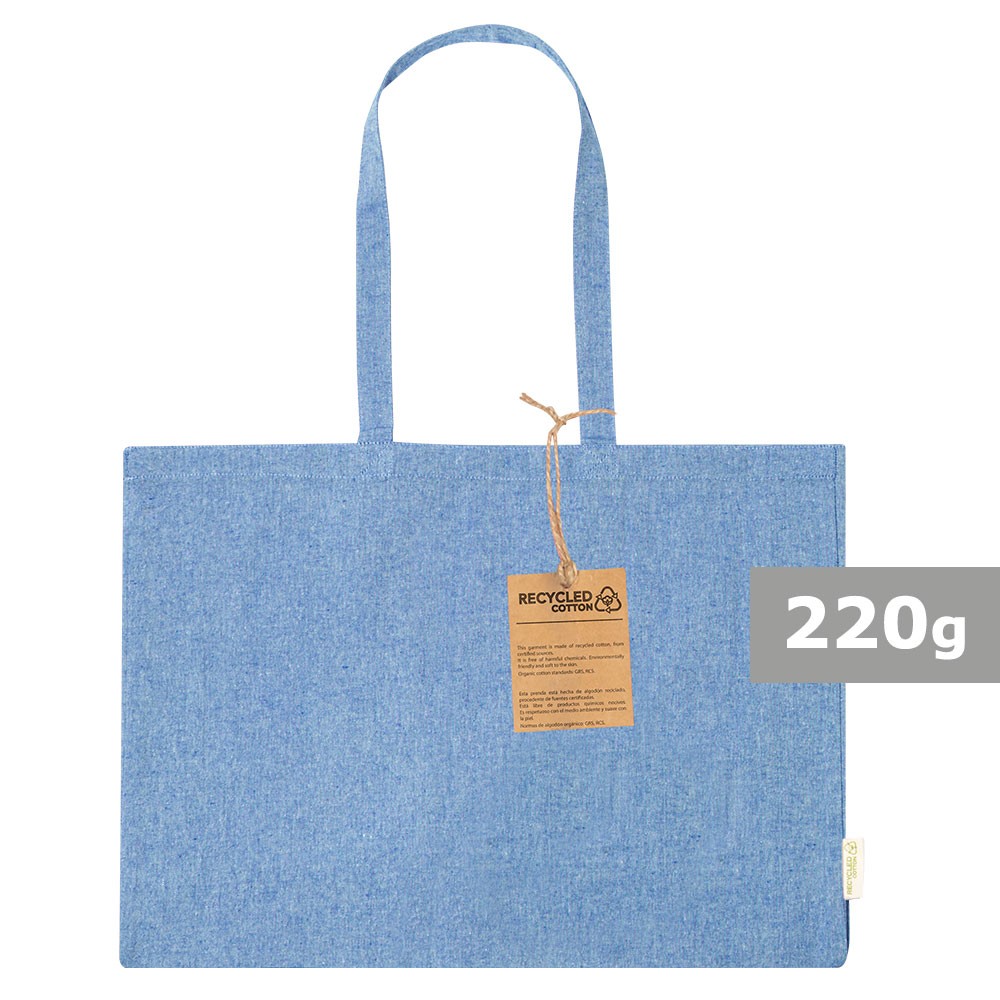 Torba z bawełny z recyklingu na zakupy P055073X niebieski
