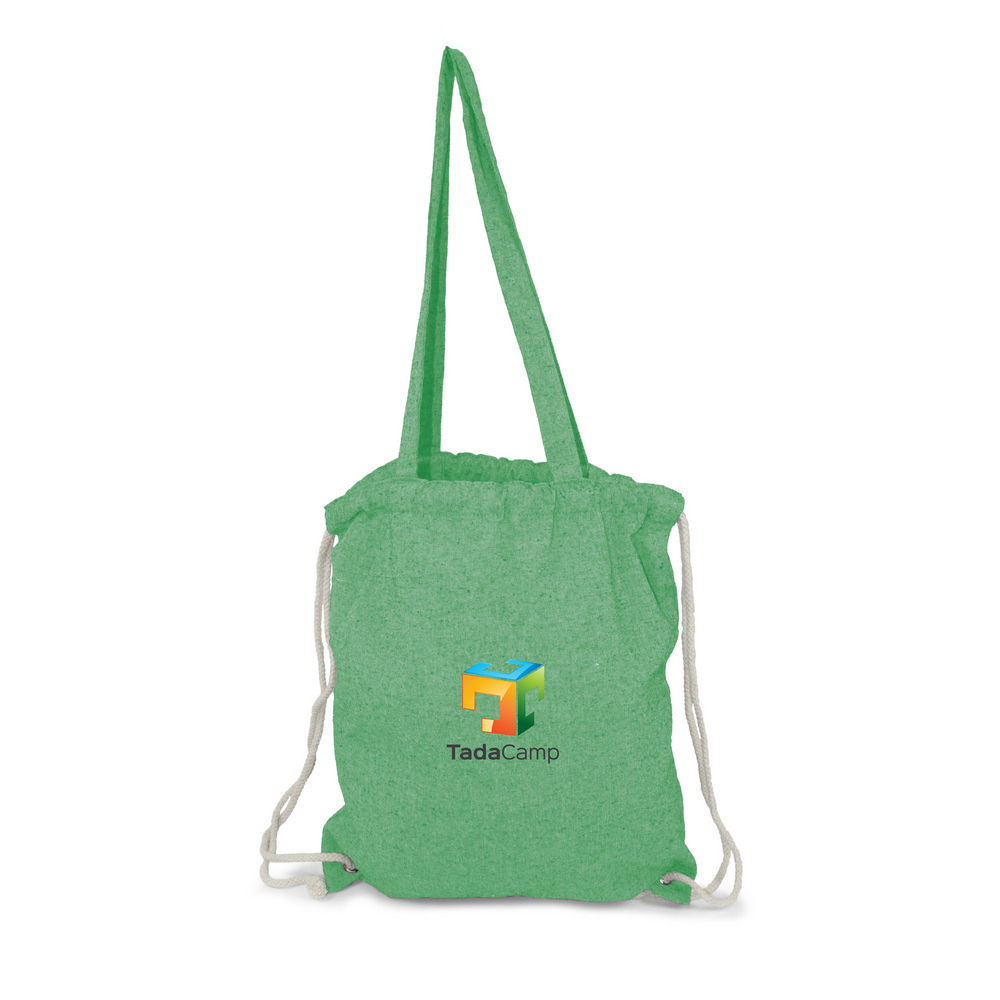 Worek ze sznurkiem i torba na zakupy z bawełny z recyklingu, 2 w 1 | Jamarion P083947X zielony Worek ze sznurkiem i torba na zakupy z bawełny z recyklingu, 2 w 1 | Jamarion P083947X zielony