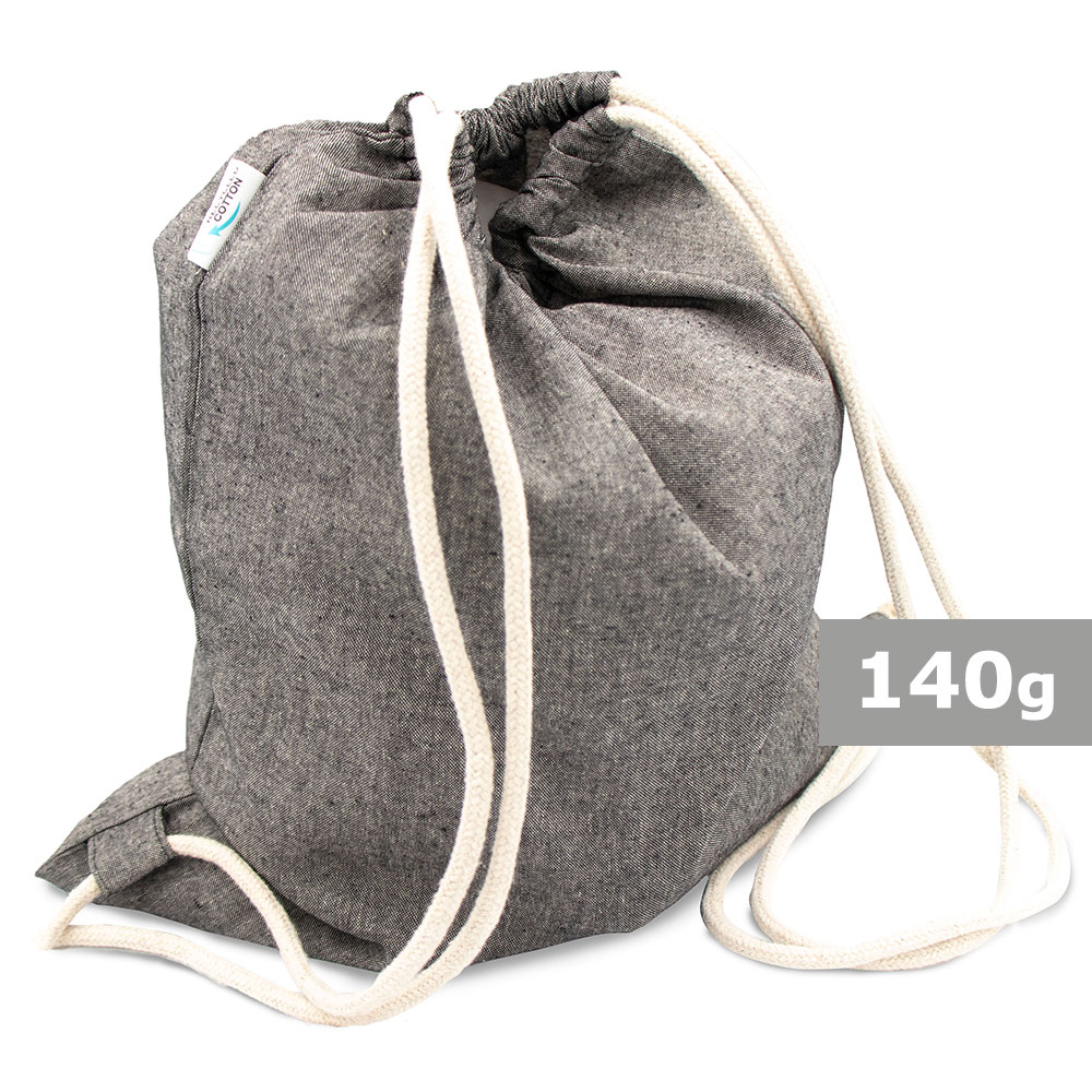 Worek ze sznurkiem z bawełny z recyklingu i poliestru z recyklingu B'RIGHT | Jose P039024X szary