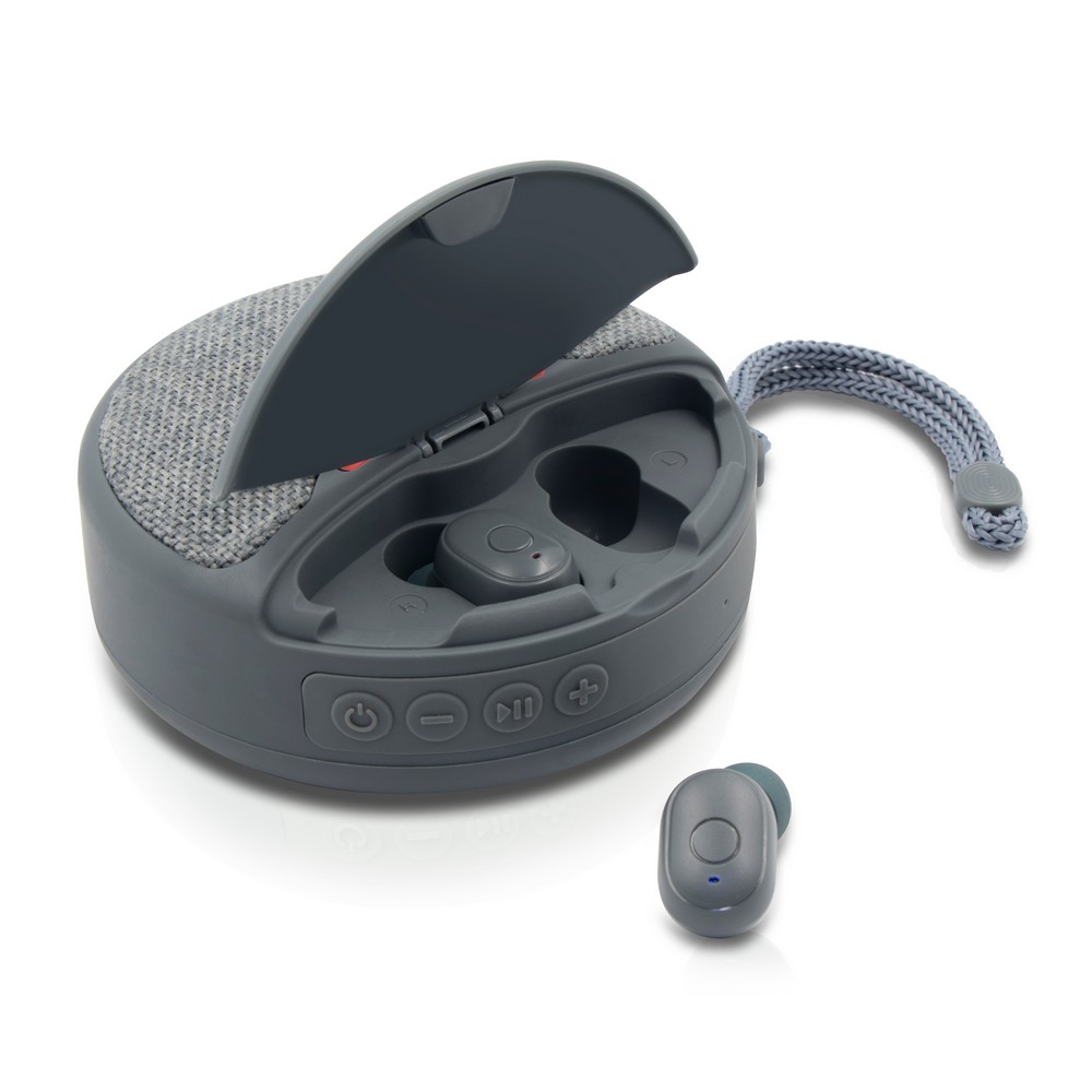 Głośnik bezprzewodowy 5W Air Gifts, radio, bezprzewodowe słuchawki douszne | Caleb P047883X szary