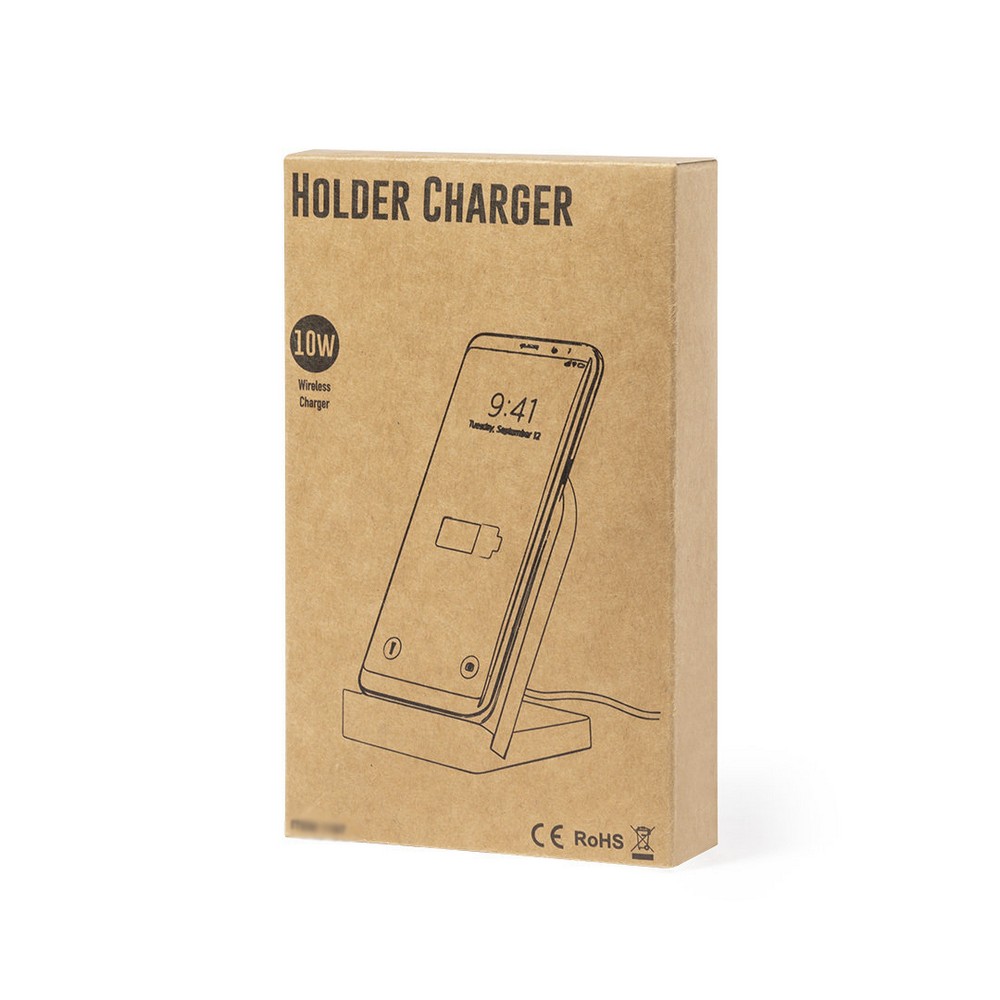 Magnetyczna bambusowa ładowarka bezprzewodowa 10W, stojak na telefon P039298X