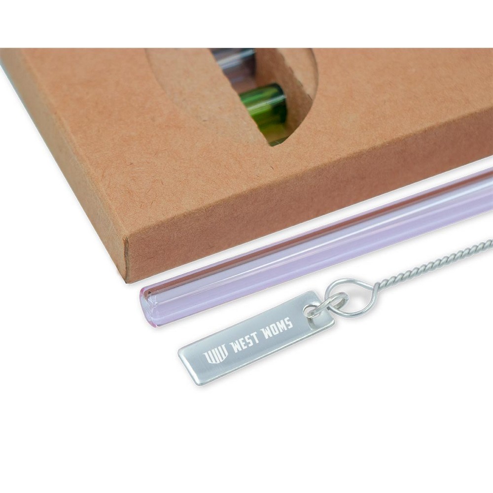 Zestaw szklanych słomek wielokrotnego użytku B'RIGHT, 4 szt., czyścik z blaszką pod znakowanie w komplecie | Lea P010331X