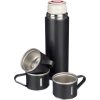 Termos 420 ml, trzy kubki 150 ml P084016X czarny Termos 420 ml, trzy kubki 150 ml P084016X czarny
