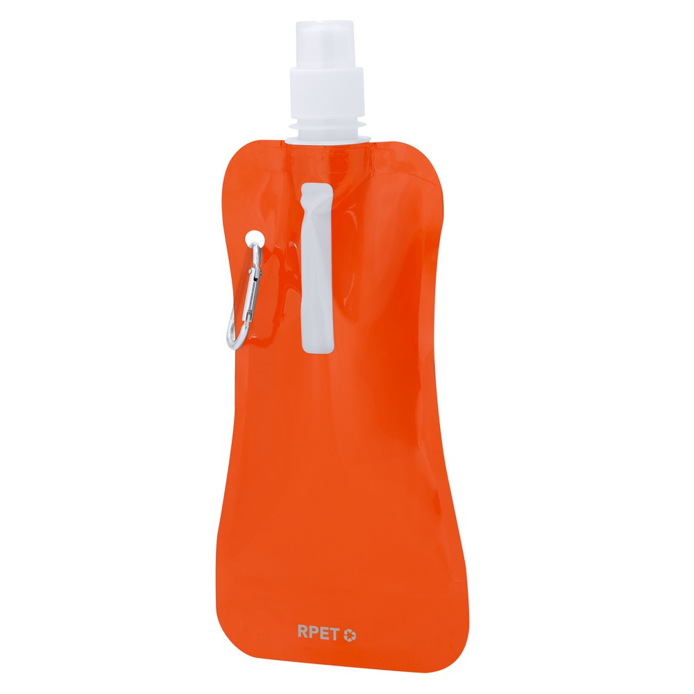 Składany bidon 400 ml z karabińczykiem z RPET P105181X pomarańczowy