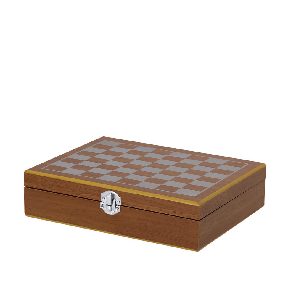 Zestaw upominkowy, piersiówka 175 ml, kieliszek 30 ml, szachy, karty oraz kości do gry P105189X