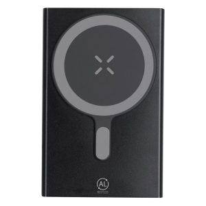 Magnetyczny bezprzewodowy power bank 5000 mAh z aluminium z recyklingu, ładowarka bezprzewodowa 15W P106037X AX-VA601-W