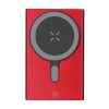 Magnetyczny bezprzewodowy power bank 5000 mAh z aluminium z recyklingu, ładowarka bezprzewodowa 15W P106037X czerwony