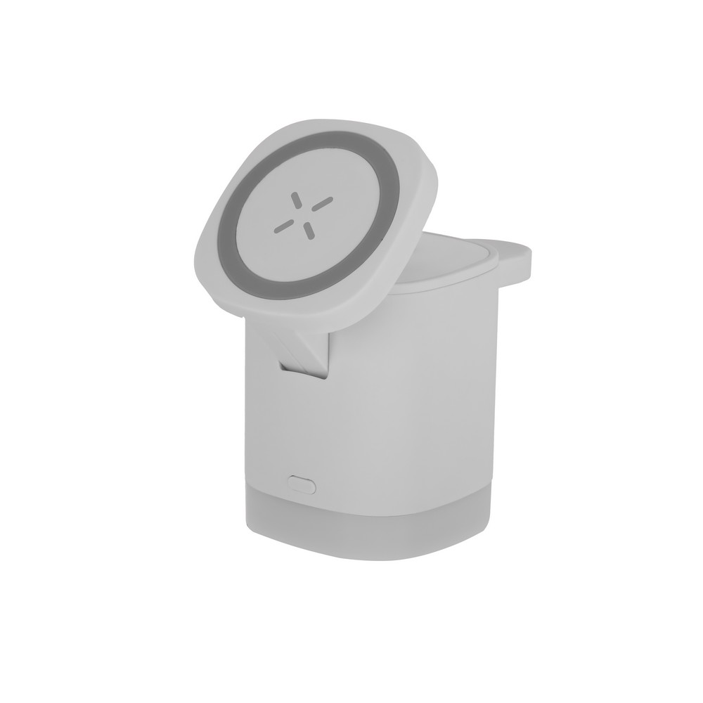 Magnetyczna ładowarka bezprzewodowa 15W z RABS, 3 w 1, stojak na telefon P106050X biały