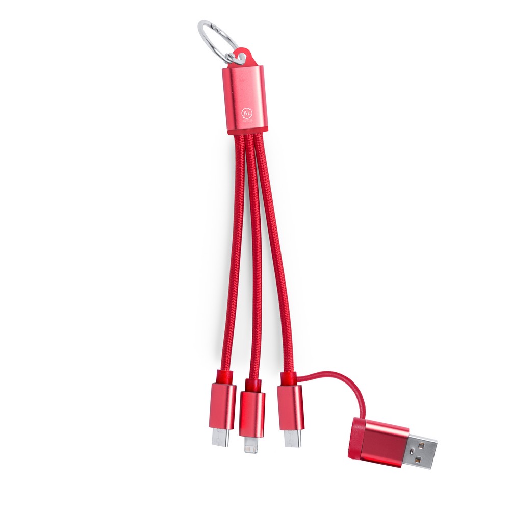 Kabel do ładowania z aluminium z recyklingu P106052X czerwony